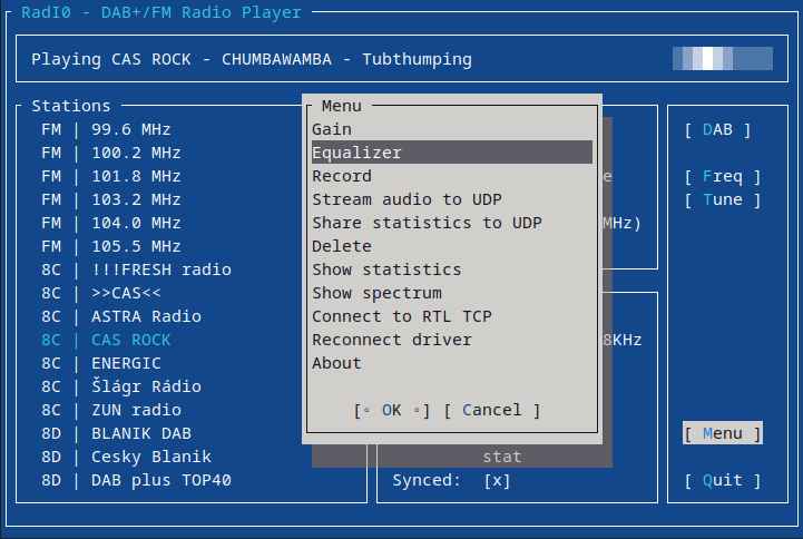 RadI0 Configuration Menu